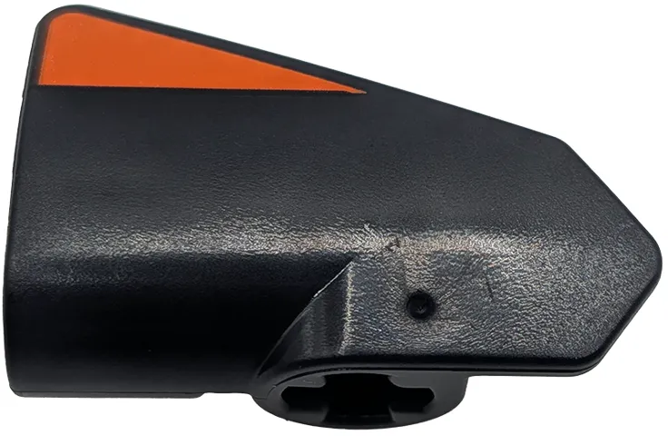 Technic, Panel Fairing # 7 Very Small Smooth Short, Side A with Reddish Orange Triangle Shaped Stripe Pattern