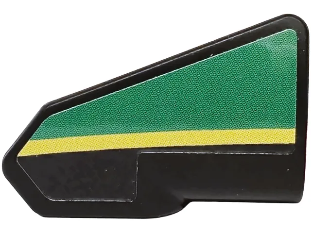 Technic, Panel Fairing # 8 Very Small Smooth Short, Side B with Green Panel and Yellow Stripe Pattern (Sticker) - Set 42240