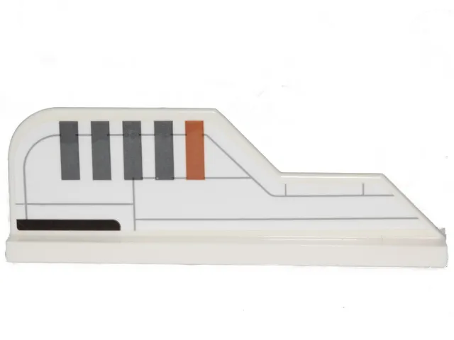 Tail 8 x 1 with Stepped Fin with Dark Bluish Gray Lines and Stripes and Medium Nougat Stripe Pattern Model Left Side (Sticker) - Set 75248