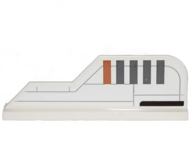 Tail 8 x 1 with Stepped Fin with Dark Bluish Gray Lines and Stripes and Medium Nougat Stripe Pattern Model Right Side (Sticker) - Set 75248