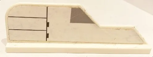 Tail 8 x 1 with Stepped Fin with Light Bluish Gray Trapezoid Corner and Black Lines Pattern (Sticker) - Set 75175