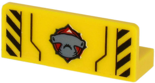 Panel 1 x 3 x 1 with Hammerhead Shark Head and Black Danger Stripes on Transparent Background Pattern (Sticker) - Set 60266