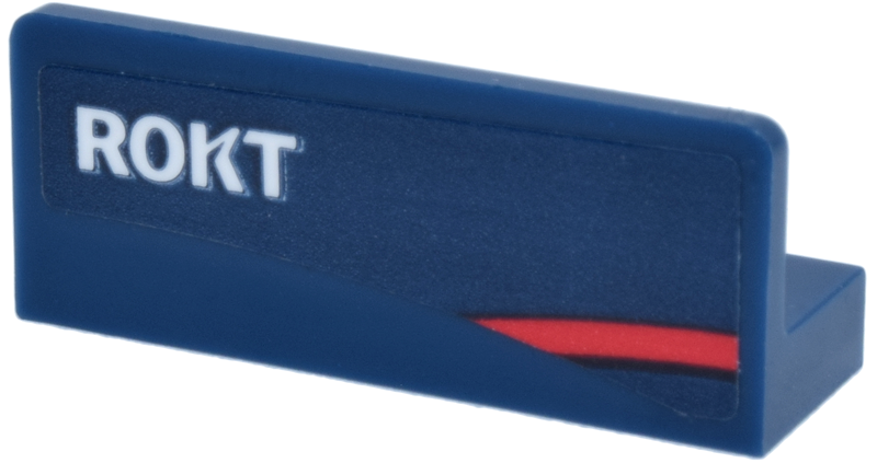 Panel 1 x 3 x 1 with White 'ROKT' and Red Curved Line Pattern Model Left Side (Sticker) - Set 77243