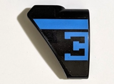 Technic, Panel Curved # 9 3 x 3 Tapered Left with Dark Azure Stripe and Bugatti Logo Left Half / Capital Letter E Pattern (Sticker) - Set 42162