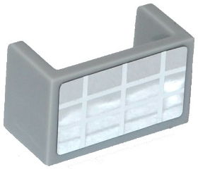 Panel 1 x 2 x 1 with Rounded Corners and 2 Sides with Mirror with White Grid Pattern (Sticker) - Set 41118