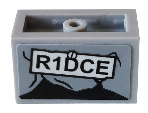 Panel 1 x 2 x 1 with Rounded Corners and 2 Sides with 'R1DCE' and Screw Pattern (Sticker) - Set 76078