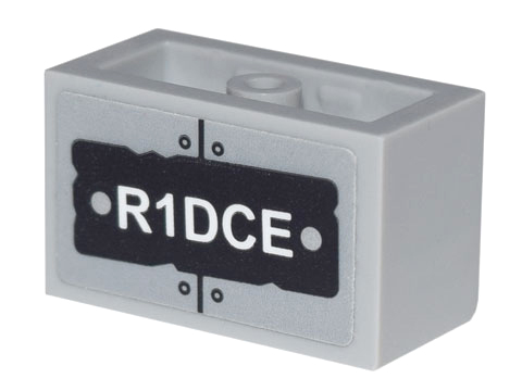 Panel 1 x 2 x 1 with Rounded Corners and 2 Sides with 'R1DCE' and Metal Plates and Rivets Pattern (Sticker) - Set 70840