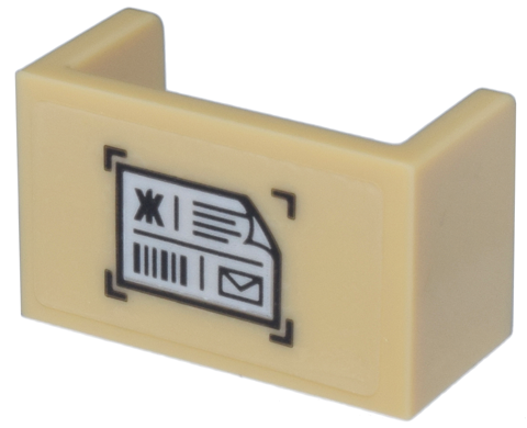 Panel 1 x 2 x 1 with Rounded Corners and 2 Sides with White Shipping Label with Black Envelope and Barcode Pattern (Sticker) - Set 71799