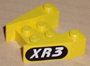 Wedge 3 1/2 x 4 without Stud Notches with White 'XR3' on Black Background Pattern on Both Sides (Stickers) - Set 1782