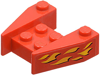Wedge 3 1/2 x 4 without Stud Notches with Flames Pattern on Both Sides (Stickers) - Set 6589