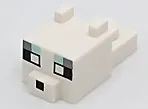 Creature Head Pixelated with Ears, Nose, and Face with White Eyes, Dark Bluish Gray and Light Aqua Eyebrows and Black Nose Pattern (Minecraft Arctic Fox)