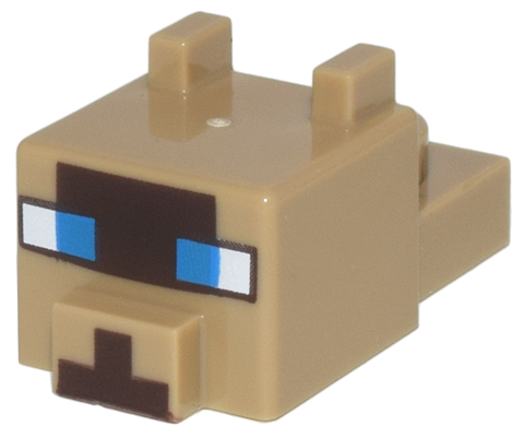 Creature Head Pixelated with Ears, Nose, and Face with Blue Eyes and Dark Brown Nose and Face Pattern (Minecraft Cat)
