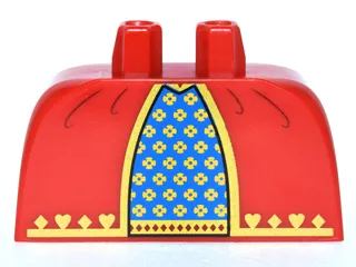 Lower Body, Skirt Wide with Side Hoops (Panniers) with Blue and Gold Fabric with Hearts and Diamonds Pattern