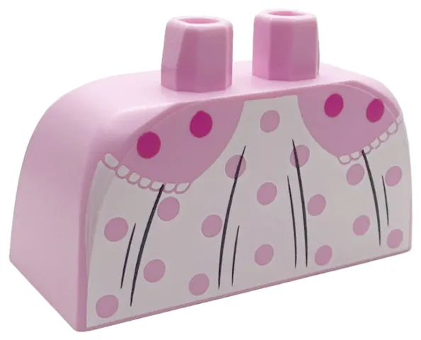 Lower Body, Skirt Wide with Side Hoops (Panniers) with White Polka Dot Dress, Lace Hem, Dark Pink Dots and Black Fold Lines Pattern