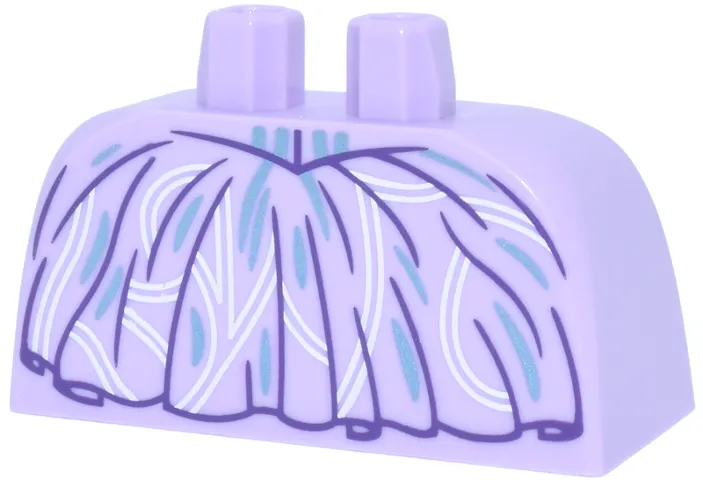 Lower Body, Skirt Wide with Side Hoops (Panniers) with Dark Purple Ruffles, White Curved Lines, Metallic Light Blue Markings Pattern