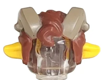 Minifigure, Hair Faun with Ears, Reddish Brown Hair and Dark Tan Horns Pattern