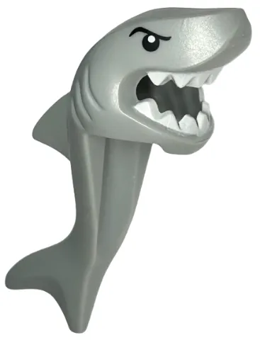 Minifigure, Headgear Head Cover, Costume Shark Head, Tail and Fin with Bright Light Blue Snout and Chin, Black Eyes and White Teeth Pattern