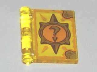 Minifigure, Utensil Book Cover with Gold Circle with Spikes, Question Mark, Bright Light Orange Highlights Pattern (Nexo Knights Book of Deception)