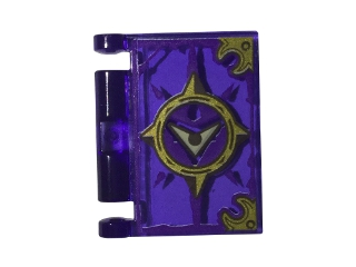 Minifigure, Utensil Book Cover with Gold Circle with Spikes, Tan Chevron, Dark Purple Highlights Pattern (Nexo Knights Book of Evil)