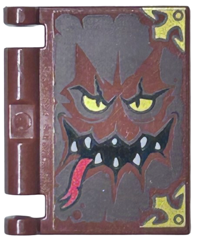 Minifigure, Utensil Book Cover with Gold Eyes and Corners, Black Mouth with Sharp White Teeth, Red Forked Tongue, Dark Brown Highlights Pattern (Nexo Knights Book of Monsters)