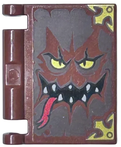 Minifigure, Utensil Book Cover with Gold Eyes and Corners, Black Mouth with Sharp White Teeth, Red Forked Tongue, Dark Brown Highlights Pattern (Nexo Knights Book of Monsters)