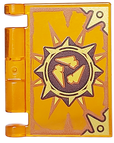 Minifigure, Utensil Book Cover with Gold Circle with Spikes, Bone Shards, Dark Orange Highlights Pattern (Nexo Knights Book of Destruction)