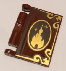 Minifigure, Utensil Book Cover with Gold Disney Castle, Oval, and Border Pattern
