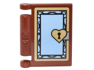 Minifigure, Utensil Book Cover with Bright Light Blue Front, Gold Border and Heart Key Lock Pattern (Sticker) - Set 41067