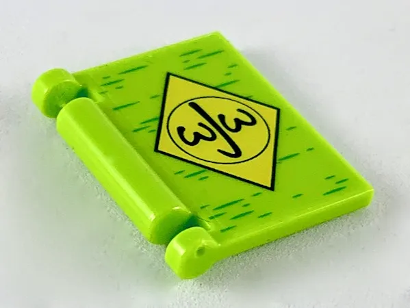 Minifigure, Utensil Book Cover with Black Circle and 'wJw' in Yellow Diamond Pattern