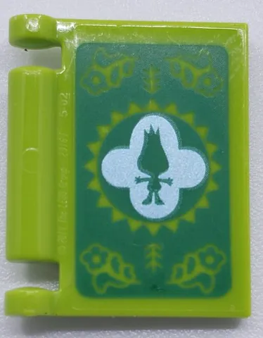 Minifigure, Utensil Book Cover with Green Troll Silhouette on White, Flowers on Green Background Pattern
