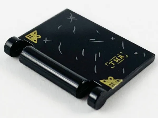 Minifigure, Utensil Book Cover with Gold Corner Trim and 'TMR', Light Bluish Gray Scratches Pattern (Tom Riddle's Diary)