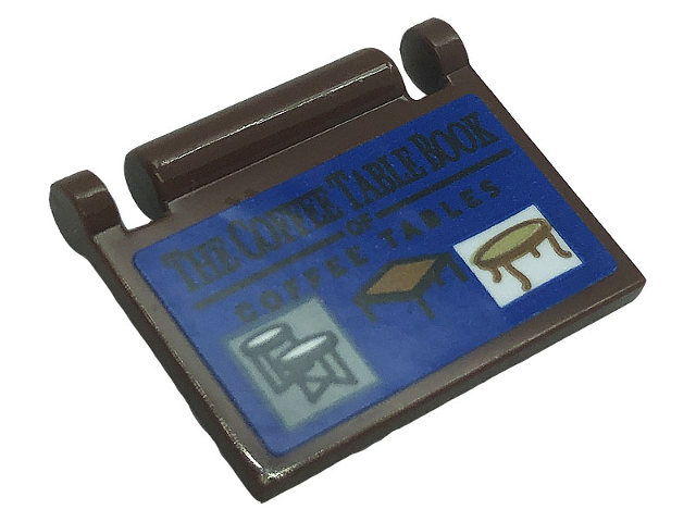 Minifigure, Utensil Book Cover with Black 'THE COFFEE TABLE BOOK OF COFFEE TABLES' and Tables on Blue Background Pattern (Sticker) - Set 21328