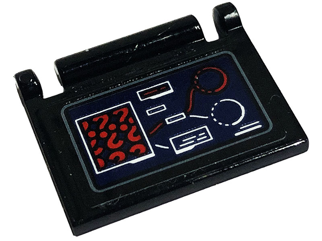 Minifigure, Utensil Book Cover with Red Question Marks and Circles on Display Screen Pattern (Sticker) - Set 76183