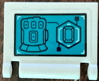 Minifigure, Utensil Book Cover with Infinity Gauntlet and Infinity Stone on Dark Turquoise Screen with Black Outline Pattern (Sticker) - Set 76131