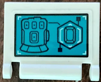 Minifigure, Utensil Book Cover with Infinity Gauntlet and Infinity Stone on Dark Turquoise Screen with Black Outline Pattern (Sticker) - Set 76131