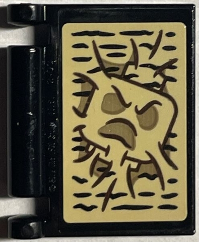 Minifigure, Utensil Book Cover with Black Writing and Minifigure Head with Dark Tan Angry Mouth and Eyes on Tan Background Pattern (Sticker) - Set 76402