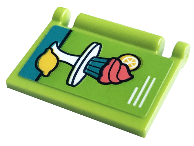 Minifigure, Utensil Book Cover with Cupcake with Coral Icing, Lemon and Cake Stand Pattern (Sticker) - Set 41754