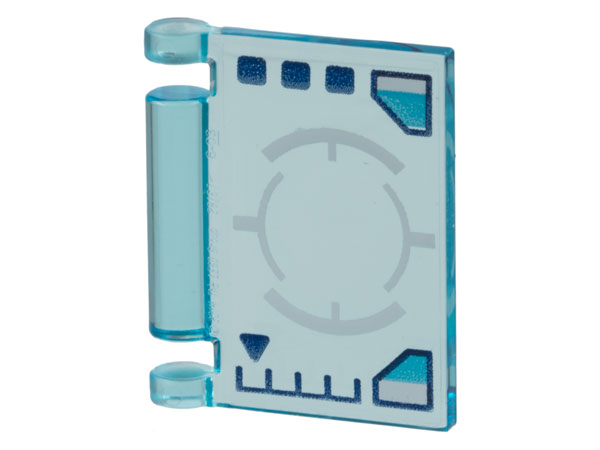 Minifigure, Utensil Book Cover with Spaceship Control Panel, Dark Blue Gauges, Squares and Triangle and White Targeting Circle on Head-Up Display (HUD) Pattern