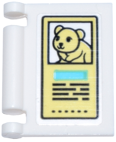 Minifigure, Utensil Book Cover with Bright Light Yellow Sign, Hamster / Mouse, Medium Azure Rectangle, and Black Text Pattern (Sticker) - Set 42615