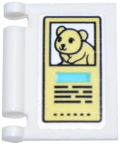 Minifigure, Utensil Book Cover with Bright Light Yellow Sign, Hamster / Mouse, Medium Azure Rectangle, and Black Text Pattern (Sticker) - Set 42615