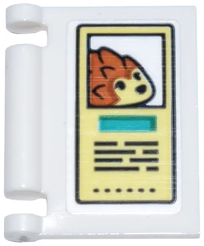 Minifigure, Utensil Book Cover with Bright Light Yellow Sign, Reddish Brown Hedgehog, Dark Azure Rectangle, and Black Text Pattern (Sticker) - Set 42615