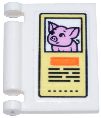 Minifigure, Utensil Book Cover with Bright Light Yellow Sign, Bright Pink Pig, Orange Rectangle, and Black Text Pattern (Sticker) - Set 42615