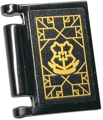 Minifigure, Utensil Book Cover with Gold Hogwarts Crest and Geometric Lines Pattern (Sticker) - Set 76411