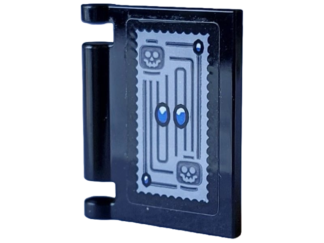 Minifigure, Utensil Book Cover with Labyrinth with 2 Minifigure Heads, White and Blue Ovals Pattern (Sticker) - Set 21348 (Dungeons & Dragons Tome of Clear Thought)