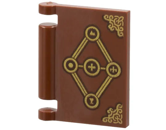 Minifigure, Utensil Book Cover with Gold Diamond, Runes, and Corner Covers Pattern (Dungeons & Dragons Tasha's Spellbook)