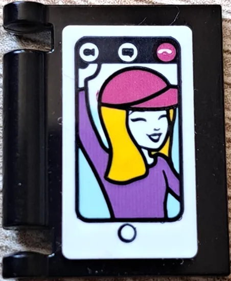 Minifigure, Utensil Book Cover with Tablet Computer with Friends Mini Doll on White Screen Pattern (Sticker) - Set 41711