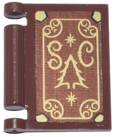 Minifigure, Utensil Book Cover with Gold Corners, Filigree, Christmas Tree and 'SC' Pattern (Sticker) - Set 10339