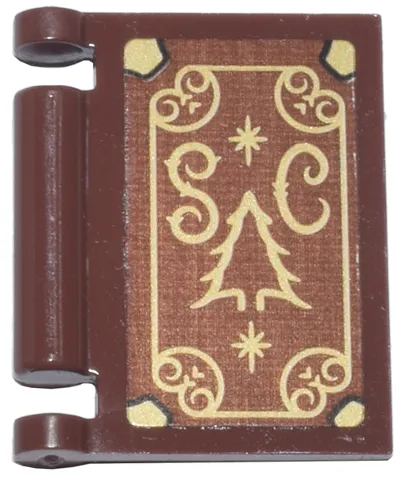 Minifigure, Utensil Book Cover with Gold Corners, Filigree, Christmas Tree and 'SC' Pattern (Sticker) - Set 10339