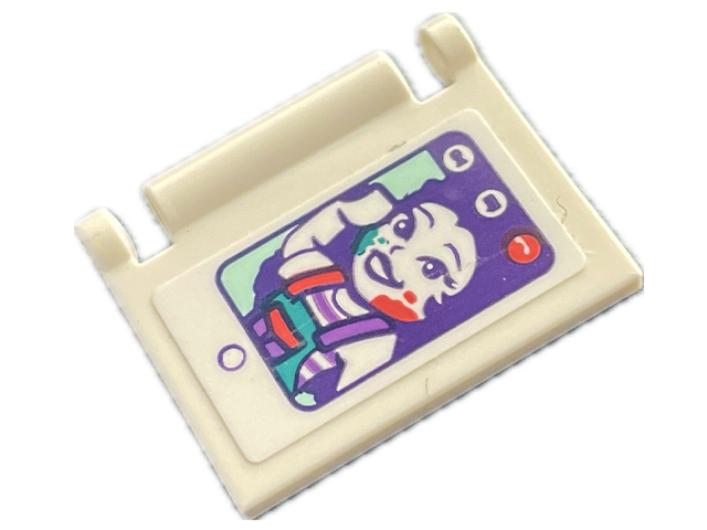 Minifigure, Utensil Book Cover with Tablet Computer Screen, Dark Purple Minifigure with Red and Dark Turquoise Paint Splotches Pattern (Sticker) - Set 41716