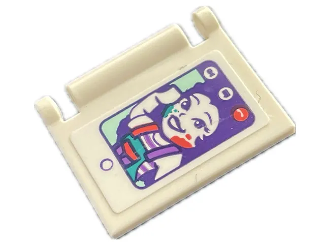 Minifigure, Utensil Book Cover with Tablet Computer Screen, Dark Purple Minifigure with Red and Dark Turquoise Paint Splotches Pattern (Sticker) - Set 41716